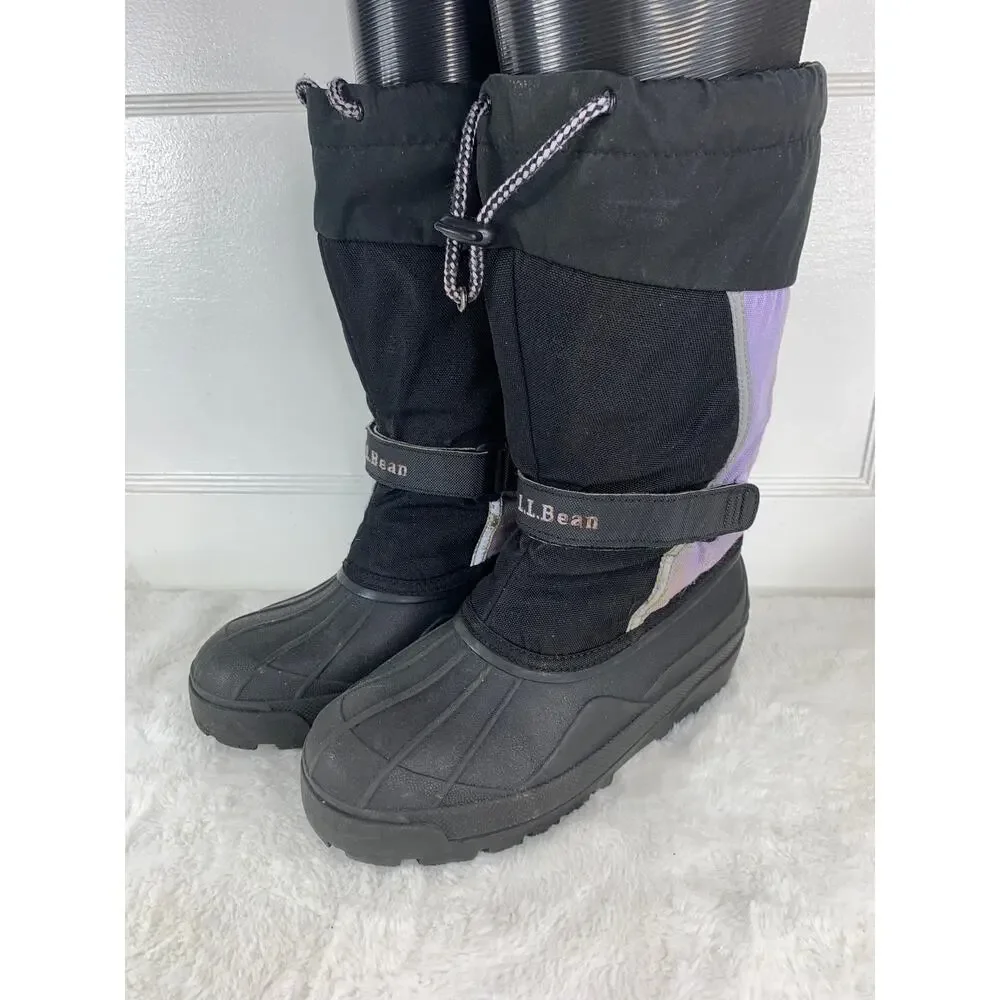 LL Bean Kids Winter Snow Boots Waterproof Purple Black Size 5